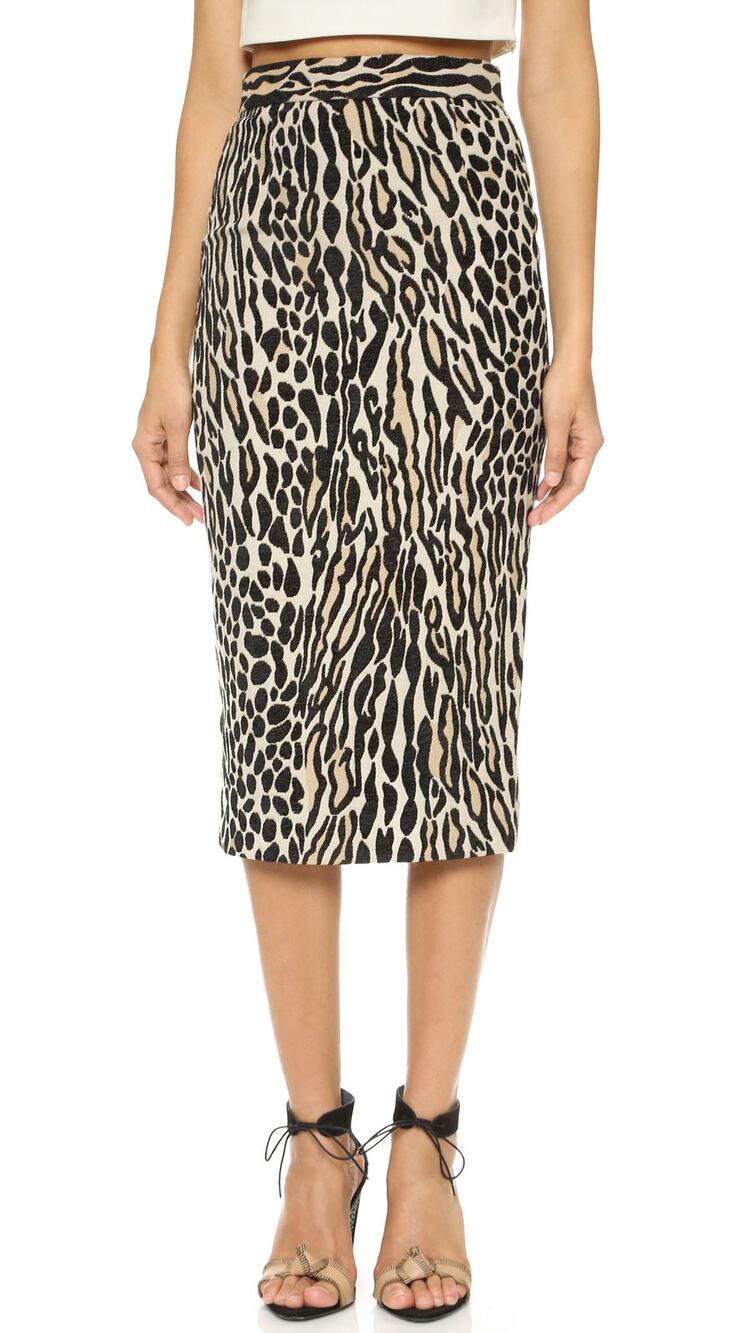 By Malene Birger Algras Leopard Print Pencil Skirt Gray Size 38 EU 6 US